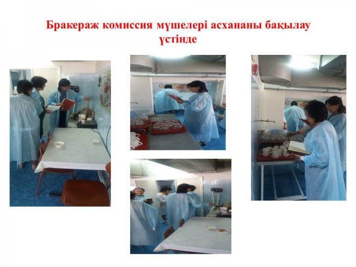 Бракераж комиссиясы мүшелері асхананы бақылау үстінде