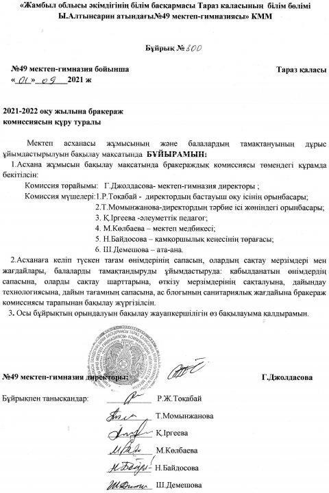Бракераж бұйрығы