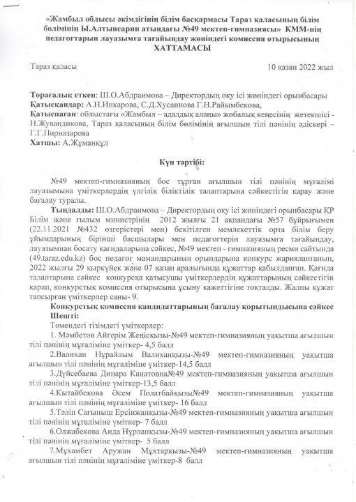 КОНКУРС нәтижесі