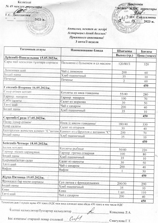 Ас мәзірі 15.05.2023 ж.